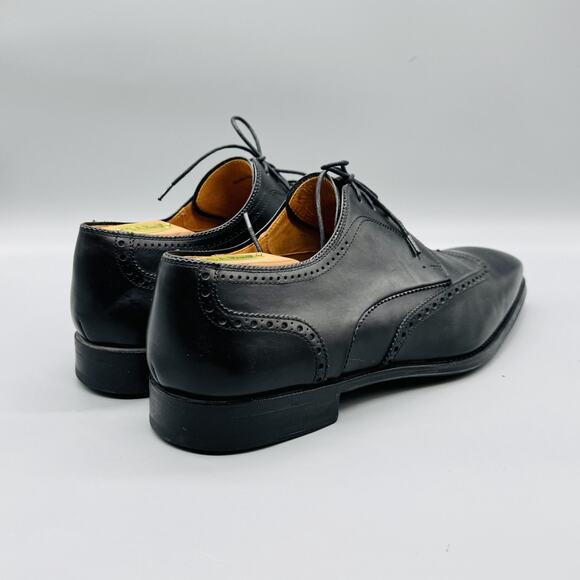 Magnanni Shoes Mens 11 Black Leather Dress Brogue Wingtip Oxford Luxury  Italy